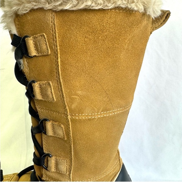 SOREL TIVOLI HIGH WATERPROOF TAN LEATHER BOOTS TALL WINTER LACE UP BOOT FAUX FUR - Picture 5 of 7